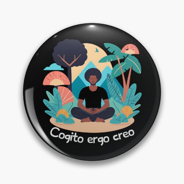 Item preview, Cogito ergo creo_black man in meditation_illustration_clear text designed and sold by Primalidentity.