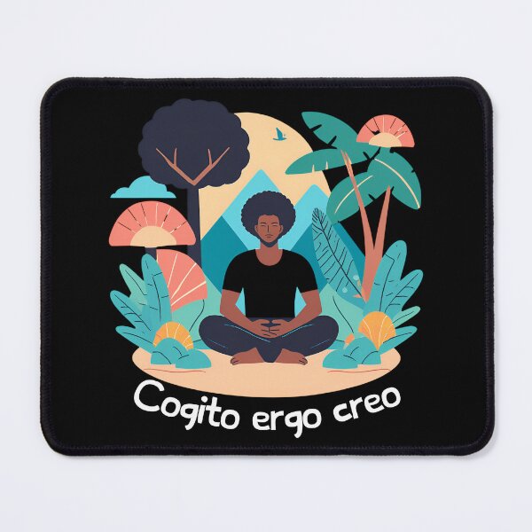 Item preview, Cogito ergo creo_black man in meditation_illustration_clear text designed and sold by Primalidentity.