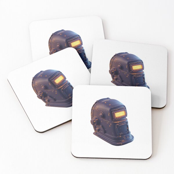 Item preview, Futuristic Dark Metallic Helmet with Glowing Orange Visor designed and sold by Creative88Art.