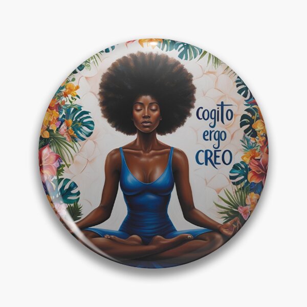 Item preview, Cogito ergo creo_black woman in meditation_blue designed and sold by Primalidentity.