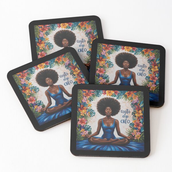 Item preview, Cogito ergo creo_black woman in meditation_blue designed and sold by Primalidentity.