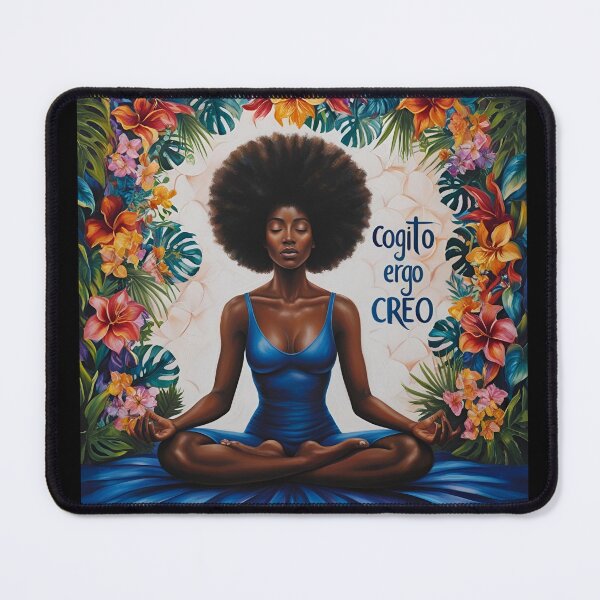 Item preview, Cogito ergo creo_black woman in meditation_blue designed and sold by Primalidentity.