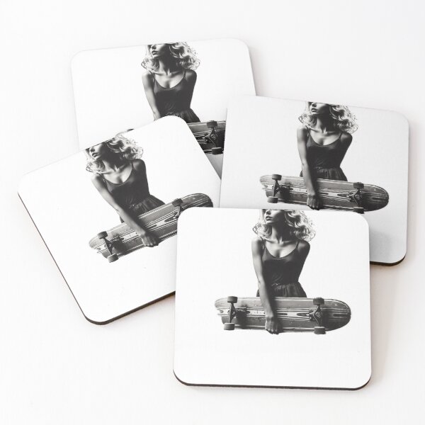 Item preview, Black and White Portrait of Woman Holding Skateboard Horizontally designed and sold by Creative88Art.