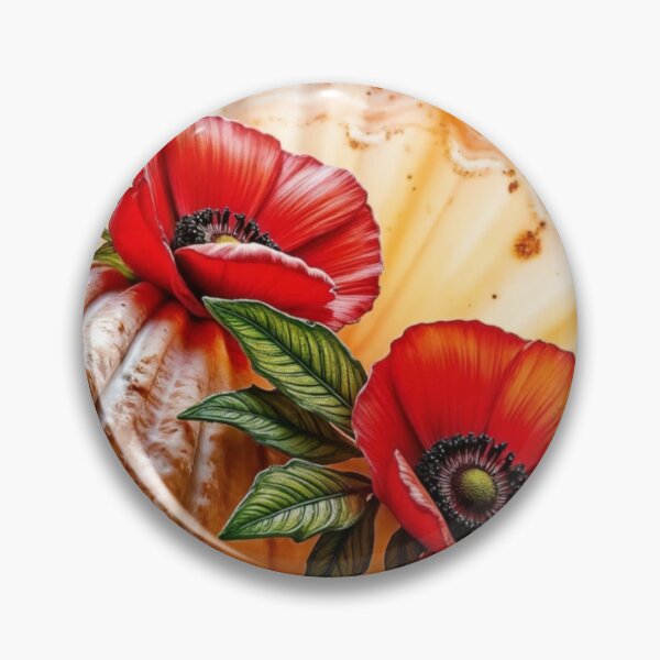 Item preview, Spiral and Fan Shaped Seashells with Red Poppies on Black Background designed and sold by Creative88Art.