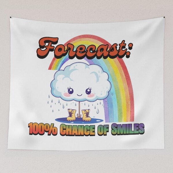 Item preview, Forecast: 100% Chance of Smiles – Cute Rainy Day Camper Art designed and sold by RoadNesters.
