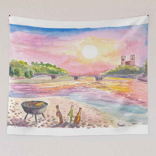 Item preview, Barbecue with Friends by Isar River in Munich designed and sold by artshop77.