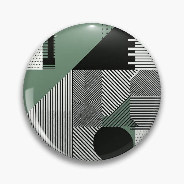 Item preview, Abstract Striped Geometry in Black, White, and Sage Green designed and sold by Retrocranio.