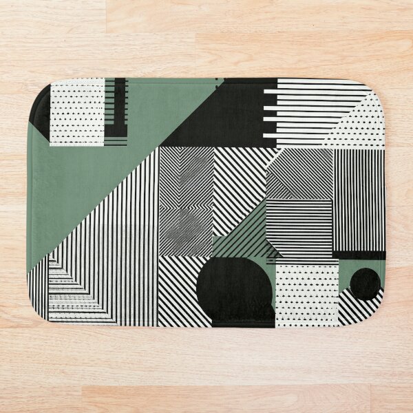 Item preview, Abstract Striped Geometry in Black, White, and Sage Green designed and sold by Retrocranio.