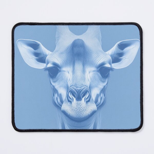 Item preview, Blue Monochrome Giraffe Portrait in Surreal Digital Style designed and sold by Retrocranio.