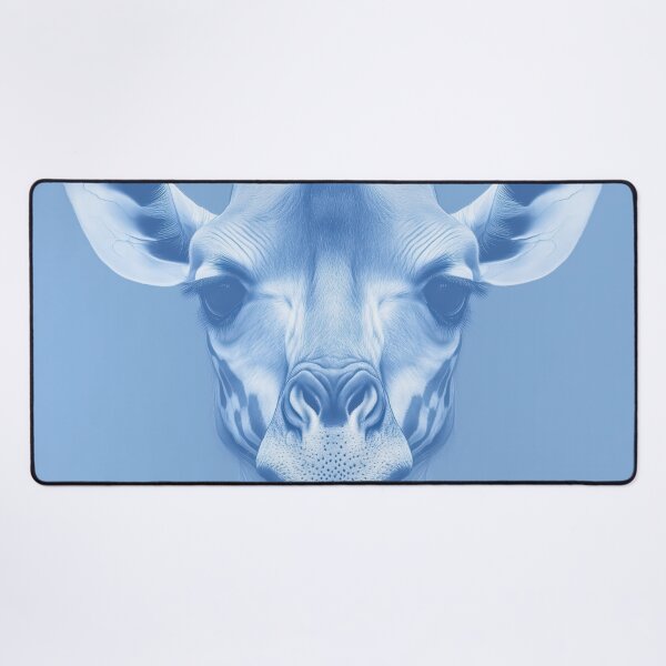 Item preview, Blue Monochrome Giraffe Portrait in Surreal Digital Style designed and sold by Retrocranio.