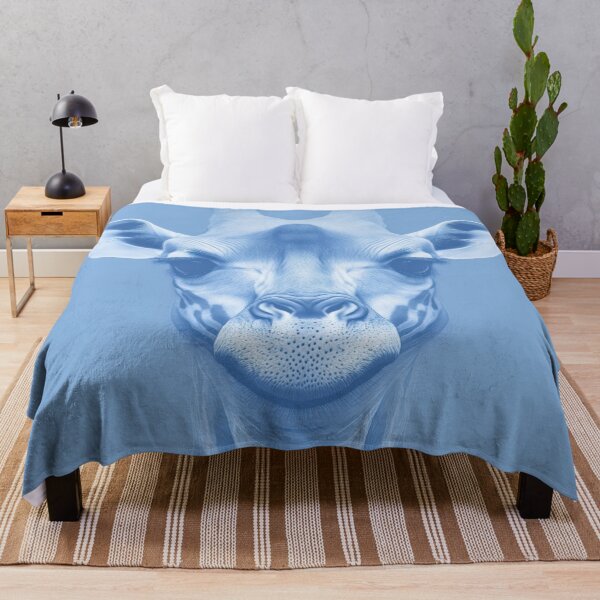Item preview, Blue Monochrome Giraffe Portrait in Surreal Digital Style designed and sold by Retrocranio.