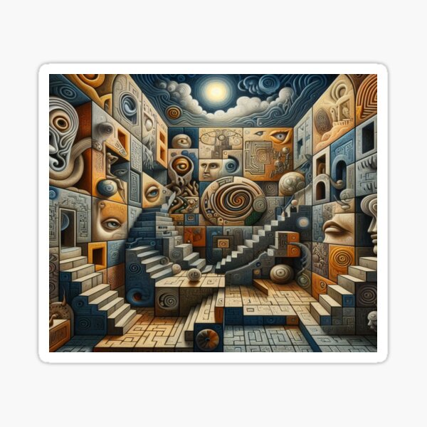 Surrealist labyrinth of emotions – A play of light, shadow and emotions Sticker