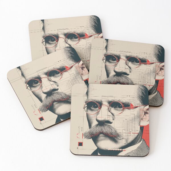 Item preview, Retro-Tech Portrait of a Mustached Gentleman with Red Accents designed and sold by Retrocranio.
