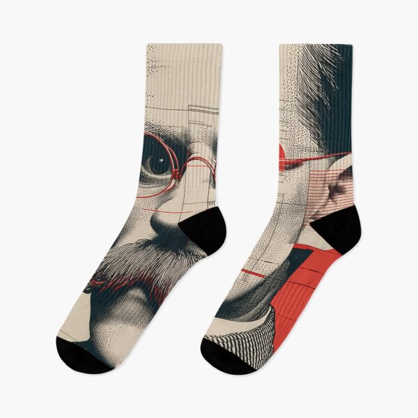 Item preview, Retro-Tech Portrait of a Mustached Gentleman with Red Accents designed and sold by Retrocranio.