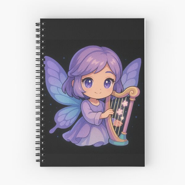 Item preview, Butterfly Harp Angel – Chibi Fantasy Girl with Lavender Wings & Magical Harp designed and sold by ColorSplash123.