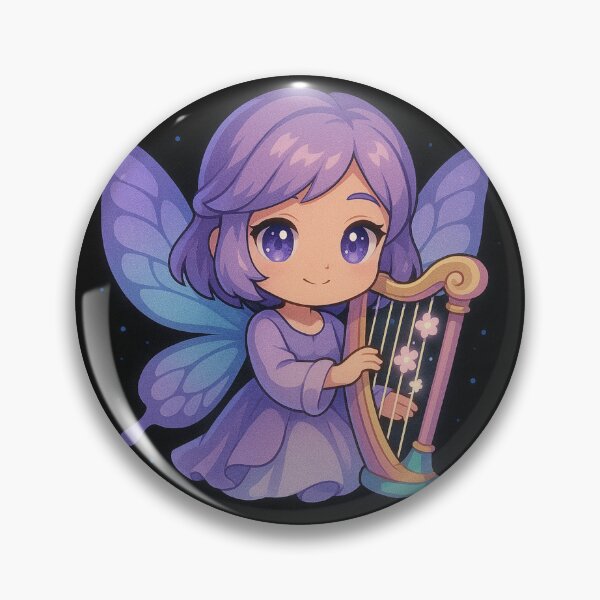 Item preview, Butterfly Harp Angel – Chibi Fantasy Girl with Lavender Wings & Magical Harp designed and sold by ColorSplash123.