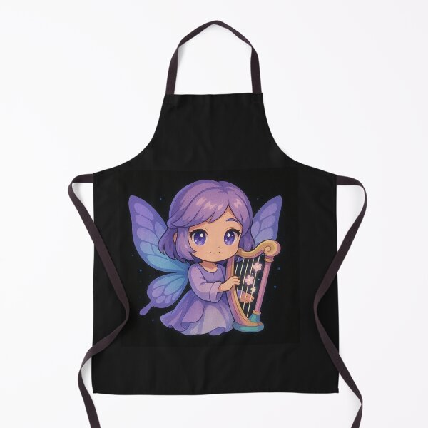 Item preview, Butterfly Harp Angel – Chibi Fantasy Girl with Lavender Wings & Magical Harp designed and sold by ColorSplash123.