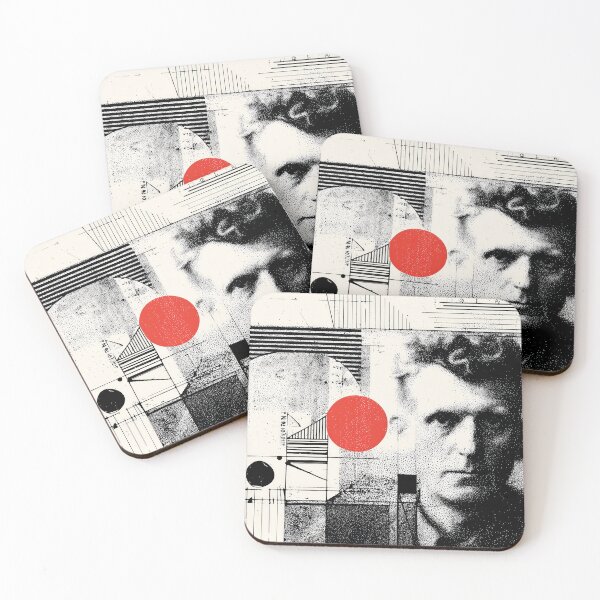 Item preview, Abstract Ludwig Wittgenstein Philosopher Portrait with Red Circle and Grunge Geometry designed and sold by Retrocranio.
