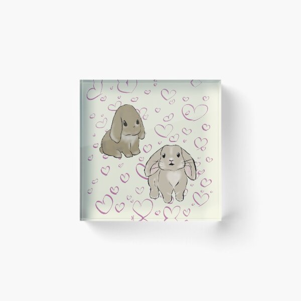 Item preview, Two Holland Lop Rabbits with Hearts in the Background designed and sold by LiskoDesign.