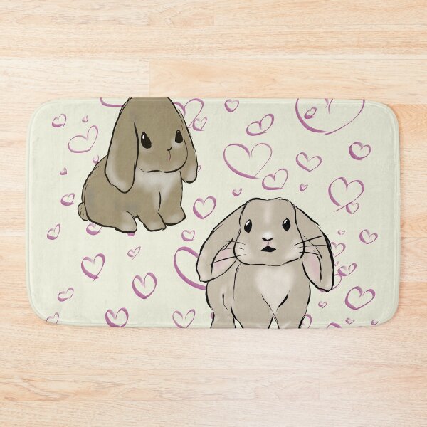Item preview, Two Holland Lop Rabbits with Hearts in the Background designed and sold by LiskoDesign.