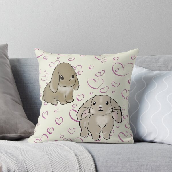 Item preview, Two Holland Lop Rabbits with Hearts in the Background designed and sold by LiskoDesign.