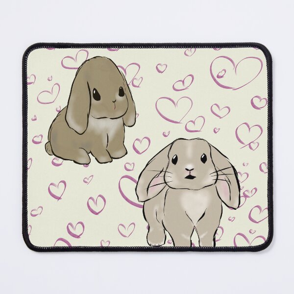 Item preview, Two Holland Lop Rabbits with Hearts in the Background designed and sold by LiskoDesign.