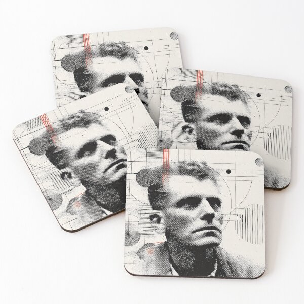 Item preview, Abstract Philosopher Ludwig Wittgenstein Portrait with Gridlines and Minimal Red Accents designed and sold by Retrocranio.