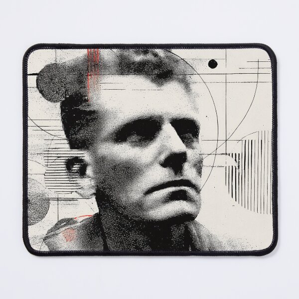 Item preview, Abstract Philosopher Ludwig Wittgenstein Portrait with Gridlines and Minimal Red Accents designed and sold by Retrocranio.