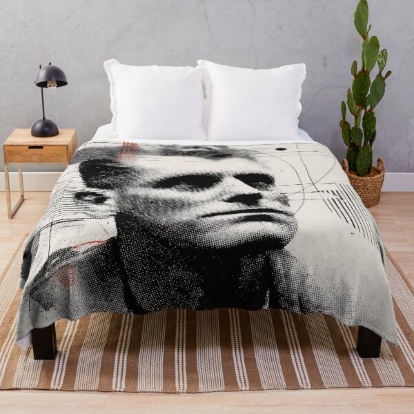Item preview, Abstract Philosopher Ludwig Wittgenstein Portrait with Gridlines and Minimal Red Accents designed and sold by Retrocranio.