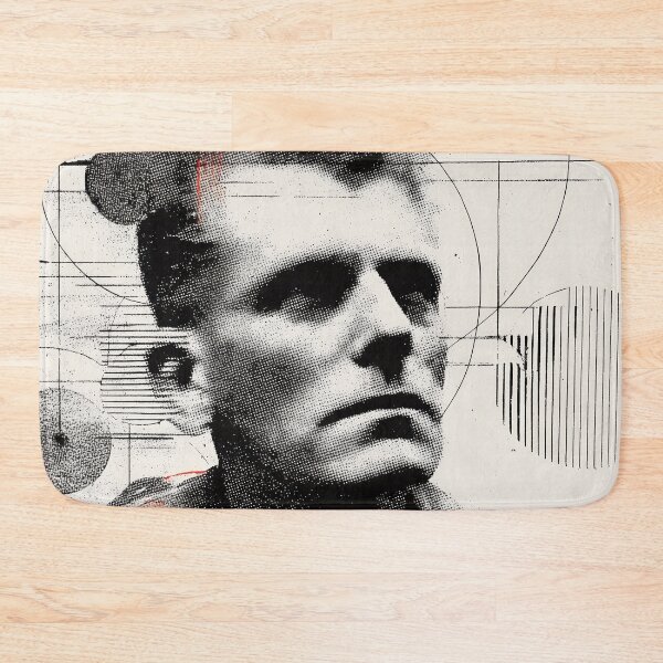 Item preview, Abstract Philosopher Ludwig Wittgenstein Portrait with Gridlines and Minimal Red Accents designed and sold by Retrocranio.