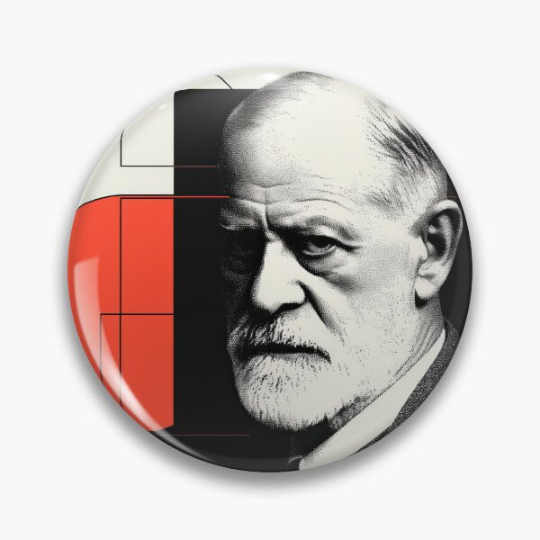 Item preview, Psychoanalysis Portrait Art – Freud with Abstract Red Geometry designed and sold by Retrocranio.