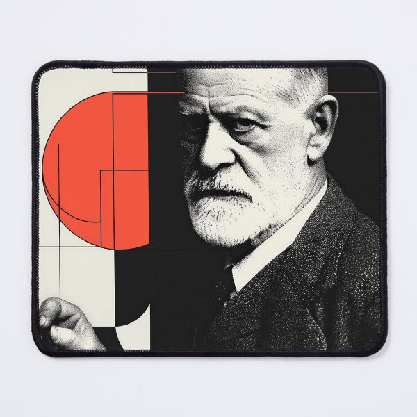 Item preview, Psychoanalysis Portrait Art – Freud with Abstract Red Geometry designed and sold by Retrocranio.
