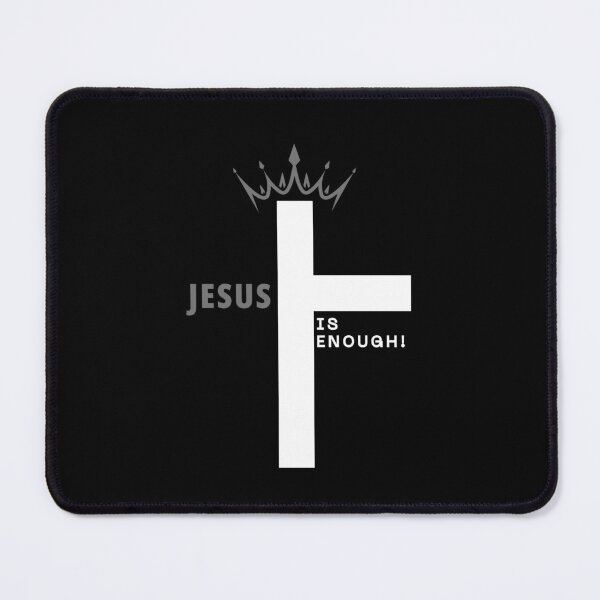 Item preview, Jesus Is Enough – Bold Cross and Crown Christian Design - (SILVER/BLACK) designed and sold by Christian1iving.