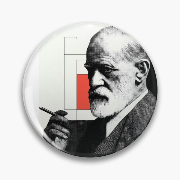 Item preview, Modernist Freud Portrait with Red Square and Minimalist Geometry designed and sold by Retrocranio.