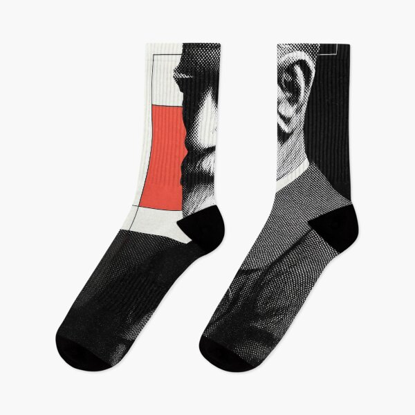 Item preview, Modernist Freud Portrait with Red Square and Minimalist Geometry designed and sold by Retrocranio.