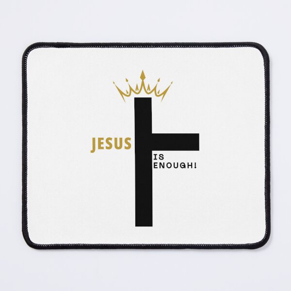 Item preview, Jesus Is Enough – Bold Cross and Crown Christian Design - (GOLD/WHITE) designed and sold by Christian1iving.