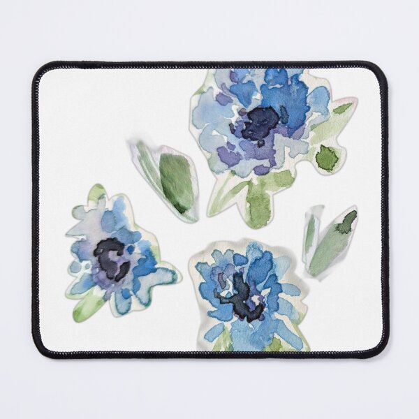 Item preview, Blue Watercolor Blossoms designed and sold by Kara Draws.