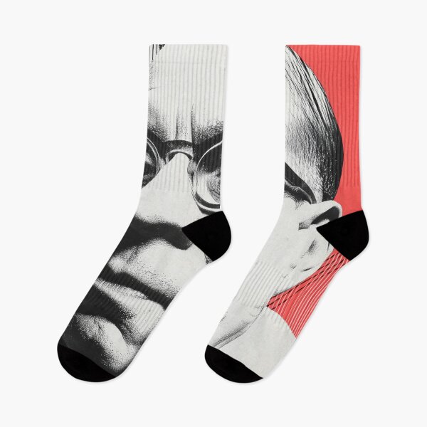 Item preview, Jean-Paul Sartre Retro Thinker Portrait with Geometric Red and Black Line Art designed and sold by Retrocranio.