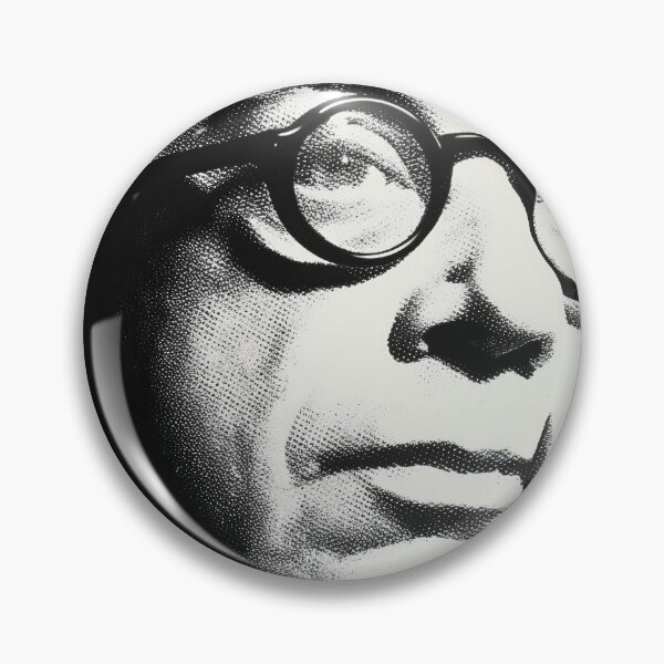 Item preview, Jean-Paul Sartre Thoughtful Retro Portrait with Glasses and Red Striped Pop Art designed and sold by Retrocranio.