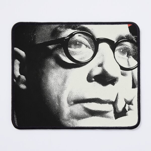 Item preview, Jean-Paul Sartre Thoughtful Retro Portrait with Glasses and Red Striped Pop Art designed and sold by Retrocranio.