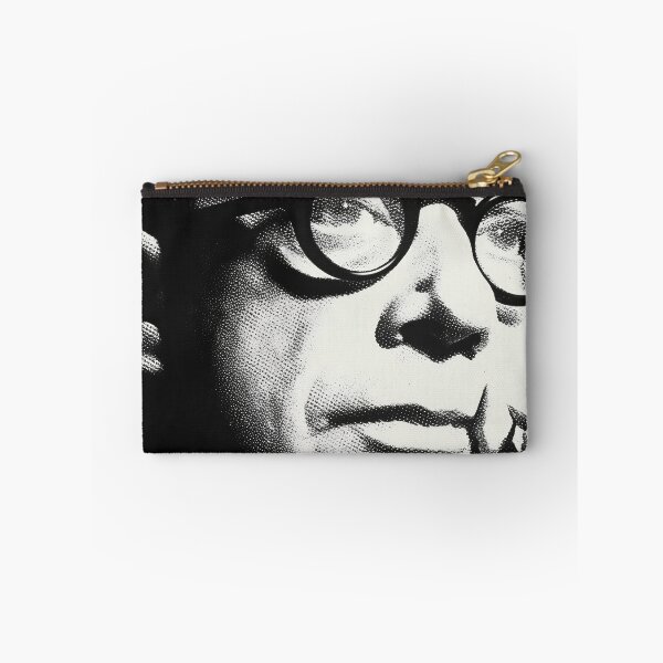 Item preview, Jean-Paul Sartre Thoughtful Retro Portrait with Glasses and Red Striped Pop Art designed and sold by Retrocranio.