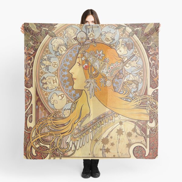 Aperçu de l'œuvre Alphonse Mucha Zodiac Art Nouveau Femme créée et vendue par antiqueart.