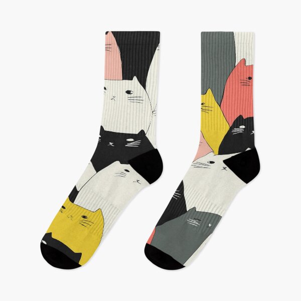 Item preview, Cute Minimalist Cat Pattern – Colorful Cartoon Kittens Design designed and sold by Retrocranio.