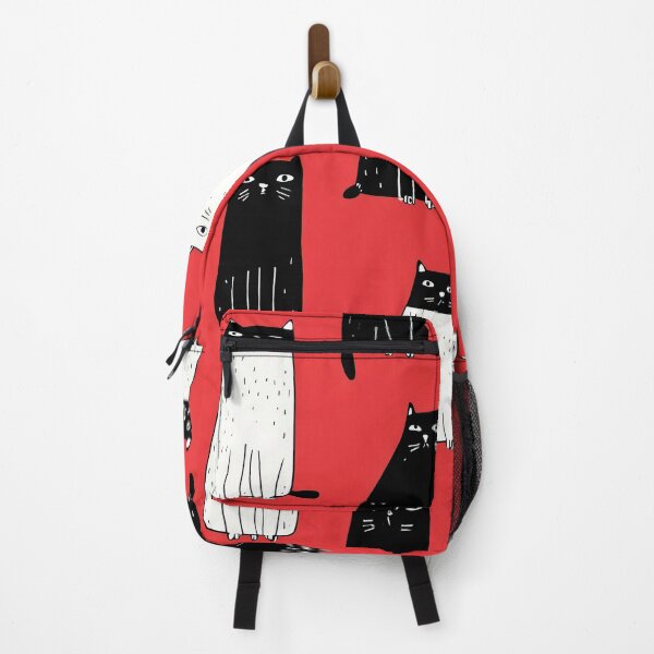 Item preview, Quirky Black and White Cats with Radio on Bold Red Background designed and sold by Retrocranio.