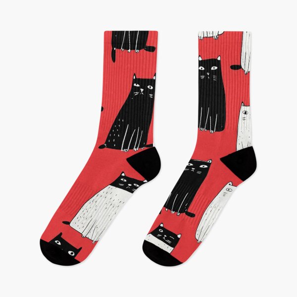 Item preview, Quirky Black and White Cats with Radio on Bold Red Background designed and sold by Retrocranio.