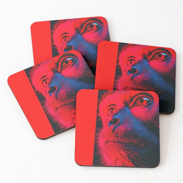 Item preview, Neon Monkey Portrait – Cyberpunk Primate in Red and Blue Light designed and sold by Retrocranio.