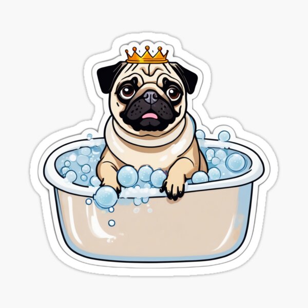 Item preview, Pug Bubble Bath Queen designed and sold by Trendies-Sticky.