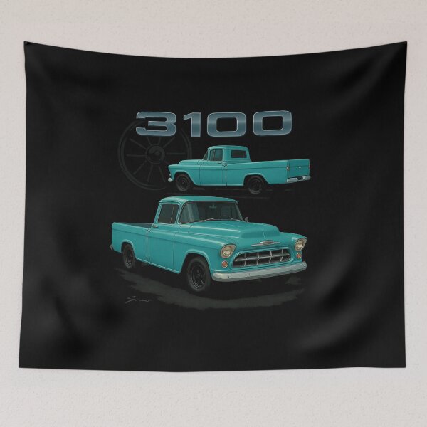 Item preview, 1956 Chevy 3100 Pickup in Aqua Blue – Classic Stepside Style designed and sold by TheArtOfCar.