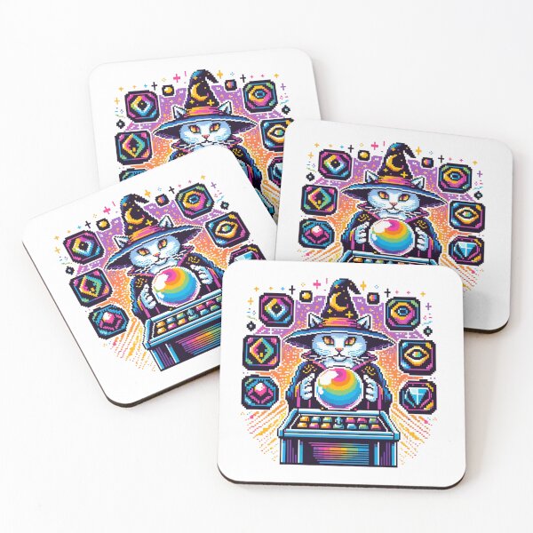 Item preview, Pixelated Prophet — 8-Bit Fortune Cat T-Shirt designed and sold by MTeesGA.