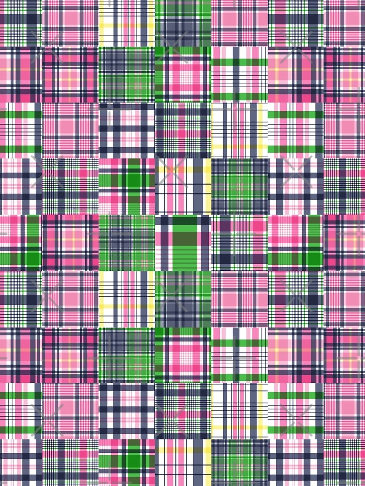 Thumbnail 4 of 4, A-Line Dress, Summer Plaid Pink Madras Patchwork designed and sold by emrdesigns.